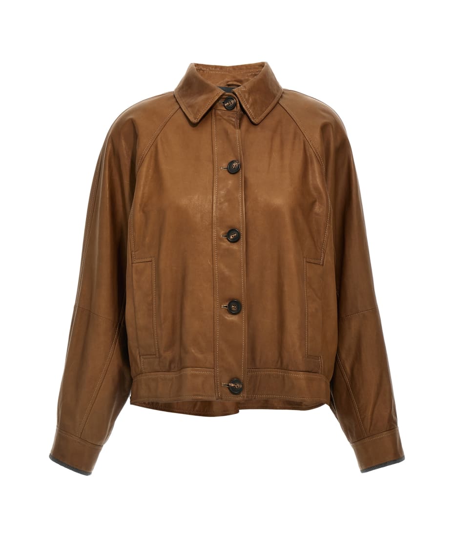 Brunello Cucinelli 'monile' Leather Jacket | italist, ALWAYS LIKE