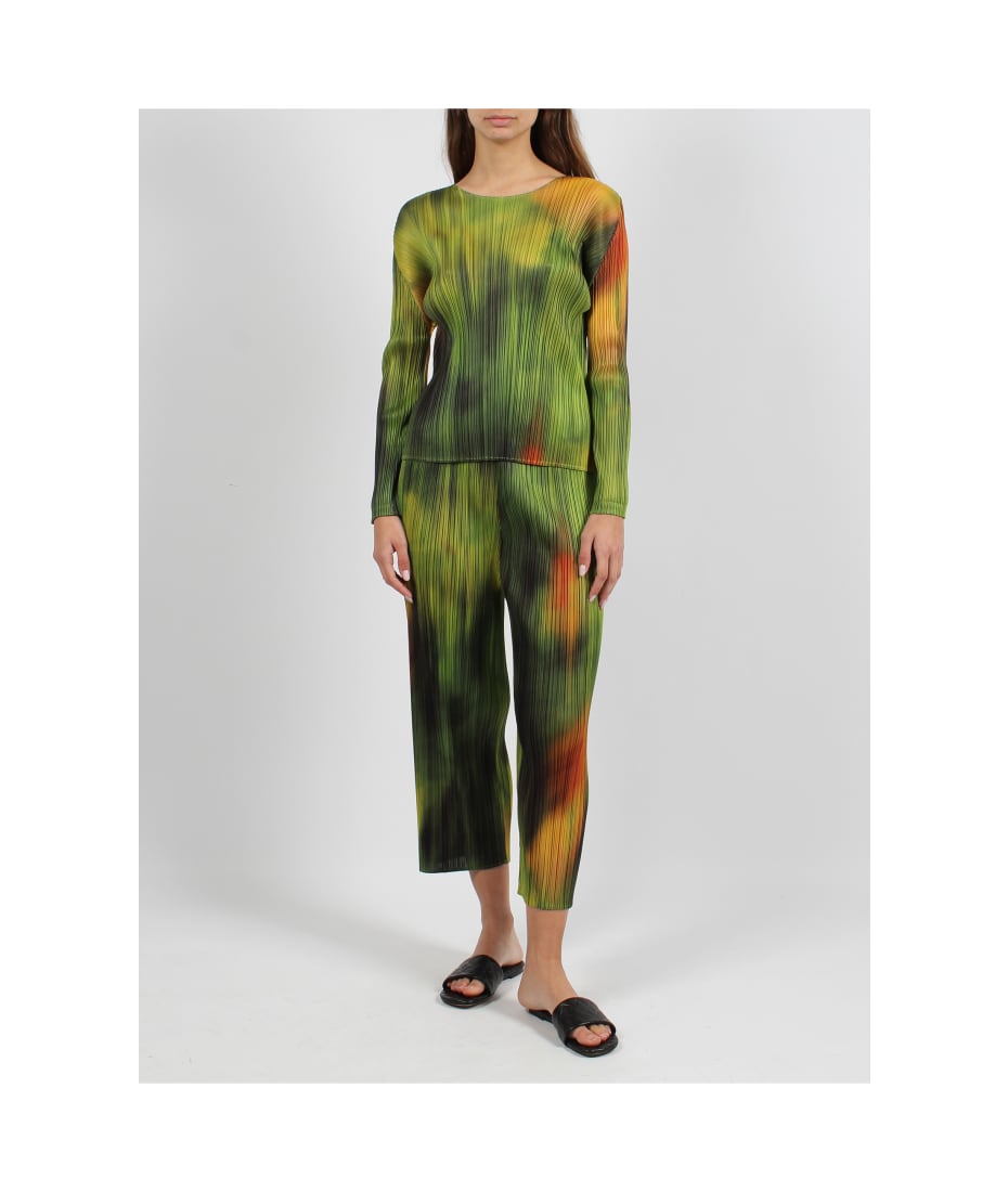 Pleats Please Issey Miyake Turnip & Spinach Trousers - MultiColour