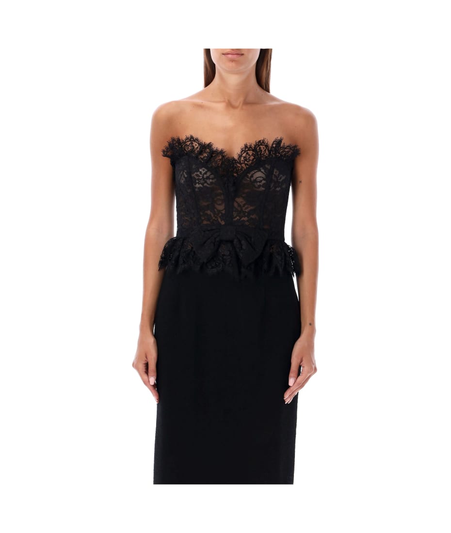 Alessandra Rich Bow Lace Bustier Top | italist