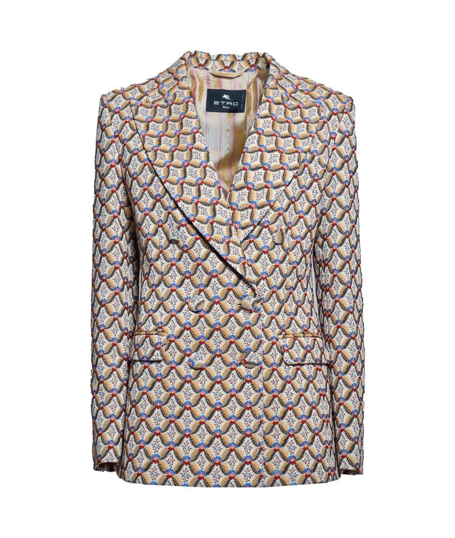 ボトムスその他 Etro Multicolored Jacquard Cotton Double-Breasted Jacket Etro Multicolored Jacquard Cotton Double-Breasted Jacket