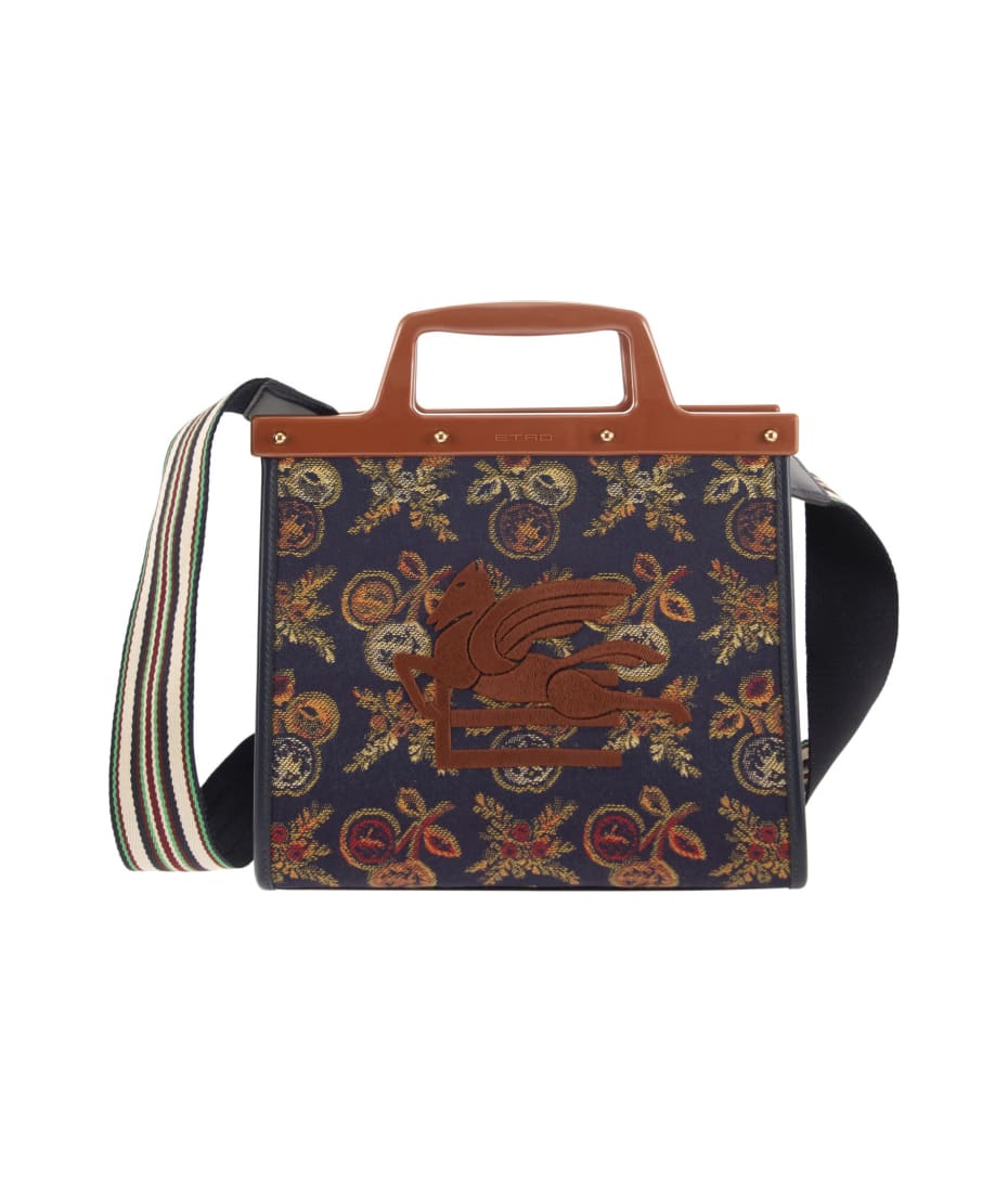 Love Trotter Small Jacquard Tote Bag in Blue - Etro