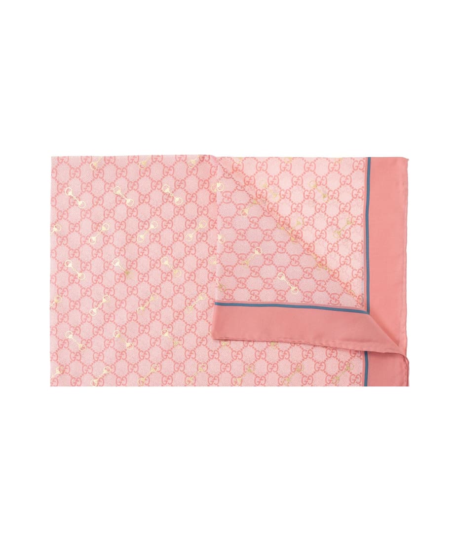 Gucci gg Horsebit Graphic-print Silk Scarf in Pink