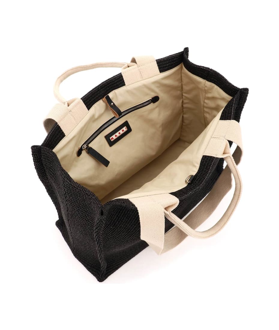 【送料&関税込】Marni Large Raffia Effect Fabric Tote Bag Green raffia-effect Large Tote Bag | Marni