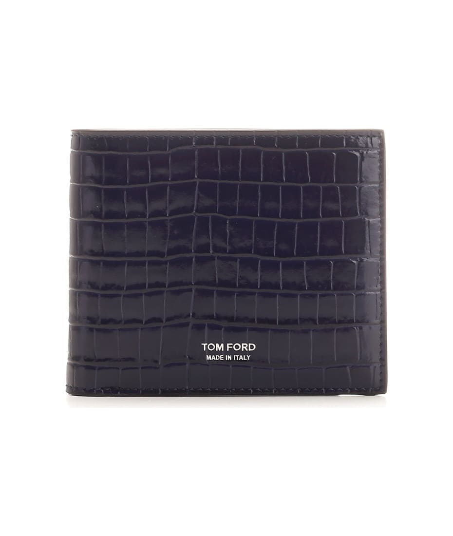 Tom Ford Crocodile-Embossed Patent Leather Wallet - Blue