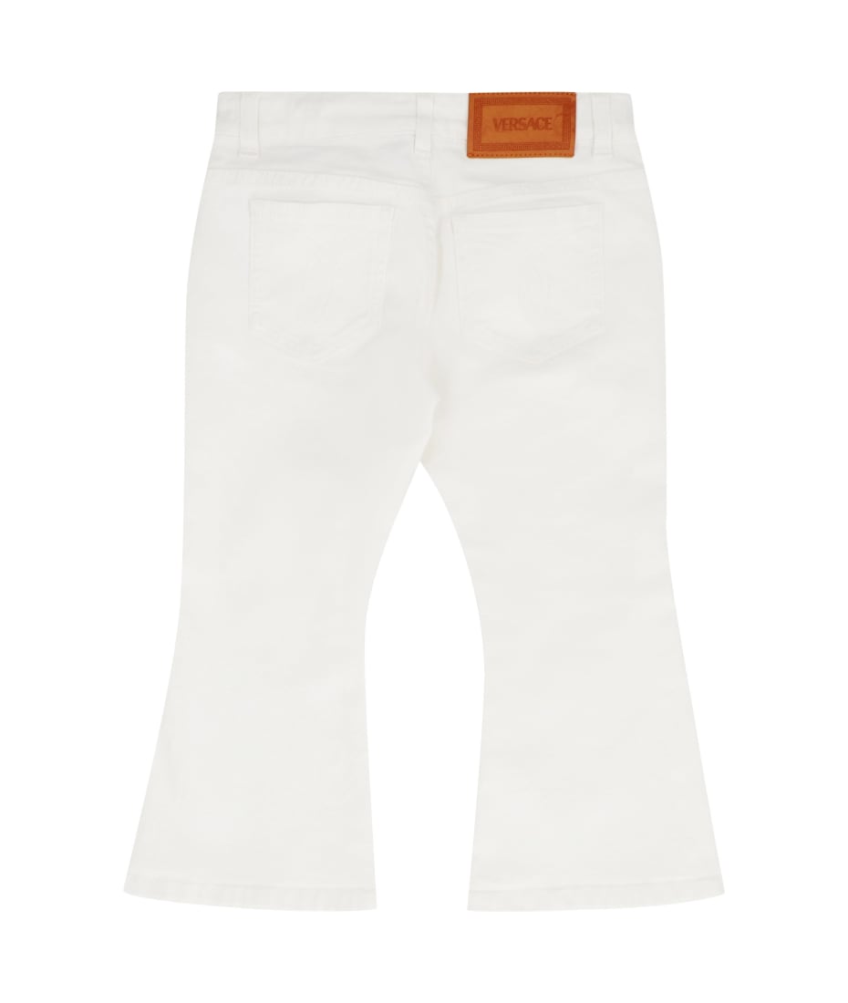 Young Versace Cotton Flared Jeans - White
