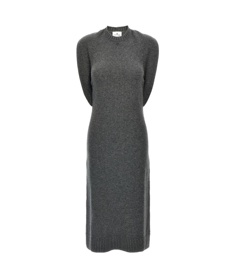 ワンピース COURREGES Over The Shoulder DrapE' dress Gray Courrèges Gray Over The Shoulder Drapé Midi Dress Courreges