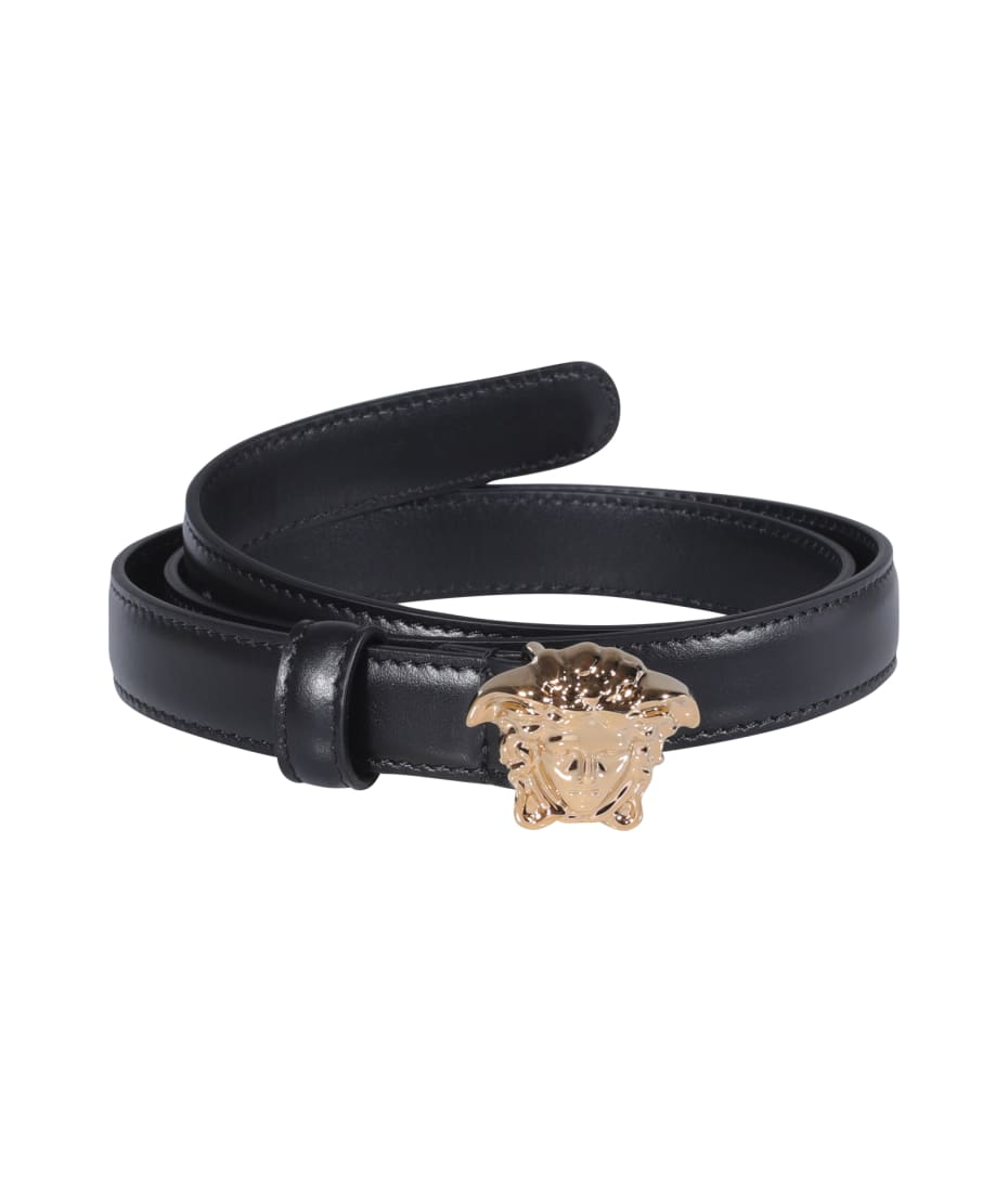 Versace Medusa Buckle Leather Belt Women's Black 85