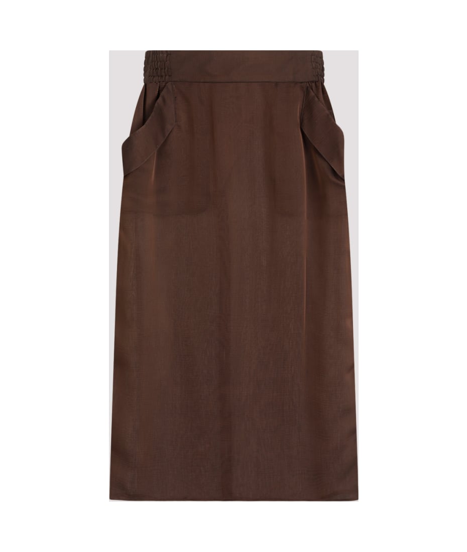サンローラン Saint Laurent Silk Midi Skirt 0bf2ad82573382c9ed1a7c2a3d901a
