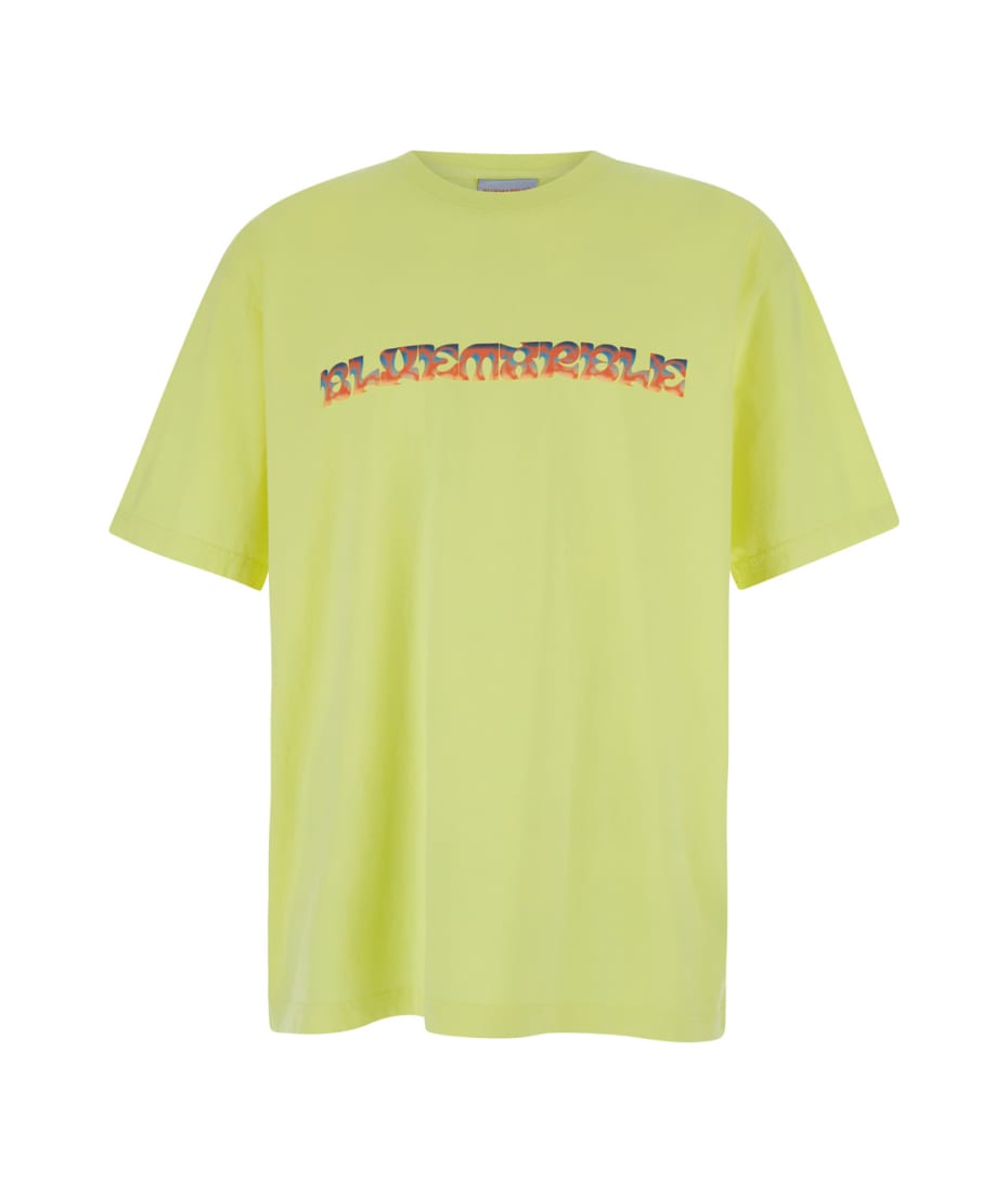 Tシャツ・カットソー BLUEMARBLE White Cotton T-Shirt Bluemarble Yellow T-shirt With Maxi Print In Cotton Man