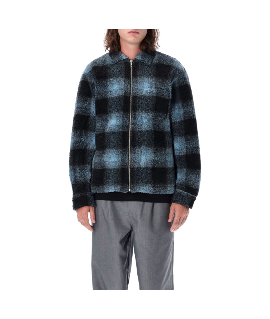 Stüssy: Shadow Plaid Sherpa Zip Shirt (Olive) | DSMNY E-SHOP