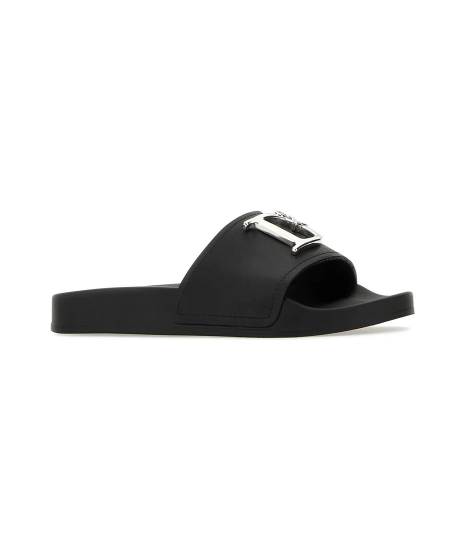 サンダル・ミュール D SQUARED2 Black leather D2 Statement slippers Dsquared2 Black Leather D2 Statement Slippers | italist