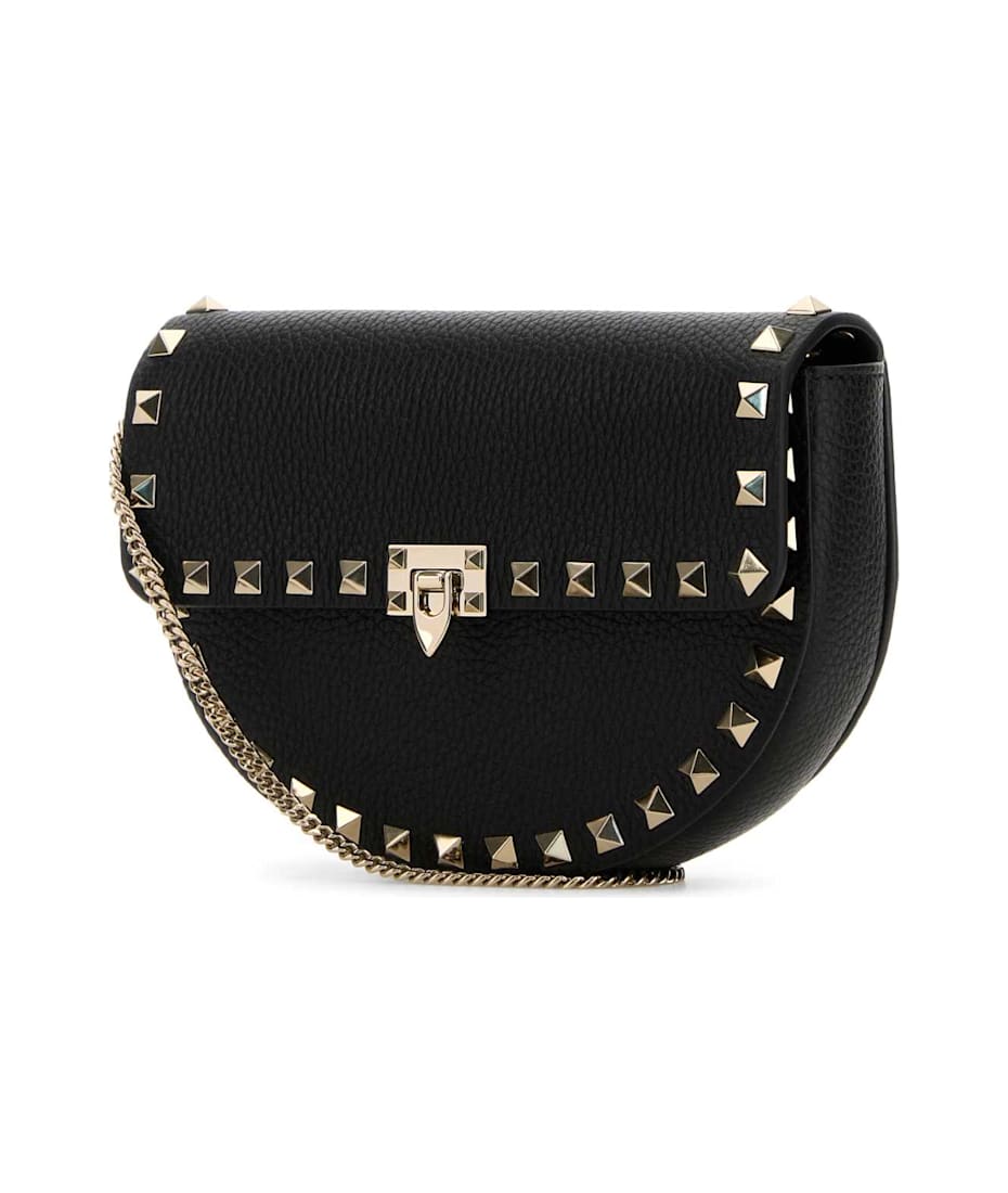 【関税&送料込】Valentino Garavani Black Leather Rockstud Sa Valentino Garavani Black Leather Rockstud Crossbody Bag