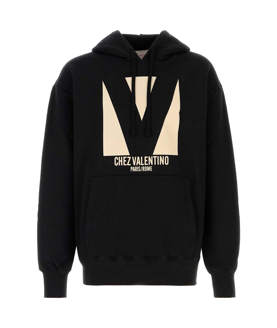 パーカー・フーディ VALENTINO SS25 Black cotton sweatshirt (6V3MF28NAQA 0NO) Valentino Black Cotton Sweatshirt | italist
