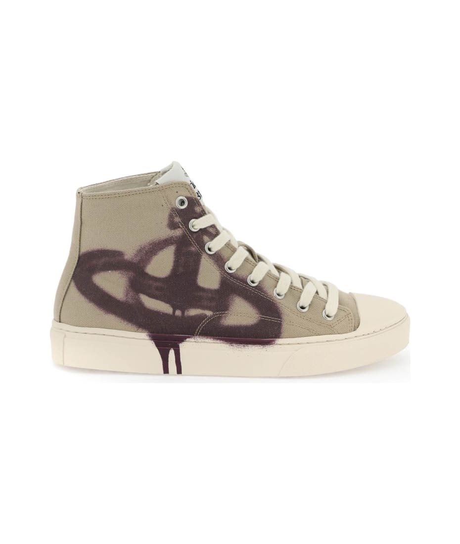 Vivienne Westwood ◆ PLIMSOLL HIGH TOP CANVAS SNEAKERS Black High-Top Canvas Plimsoll Sneakers by Vivienne Westwood