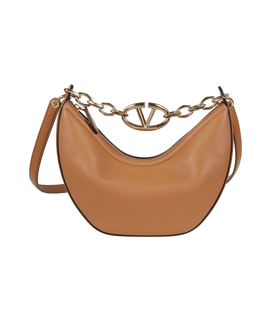 【関税&送料込】Valentino Garavani Small Hobo Vlogo Moon Bag Vlogo Moon Small Hobo Bag In Grainy Calfskin With Chain for