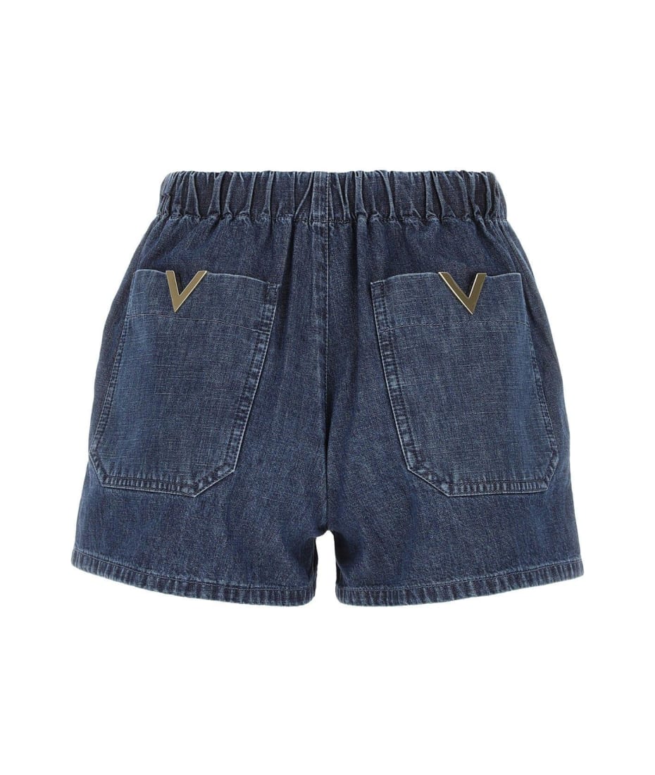 ショーツ VALENTINO DENIM SHORTS VGold mid-rise denim shorts in blue - Valentino | Mytheresa