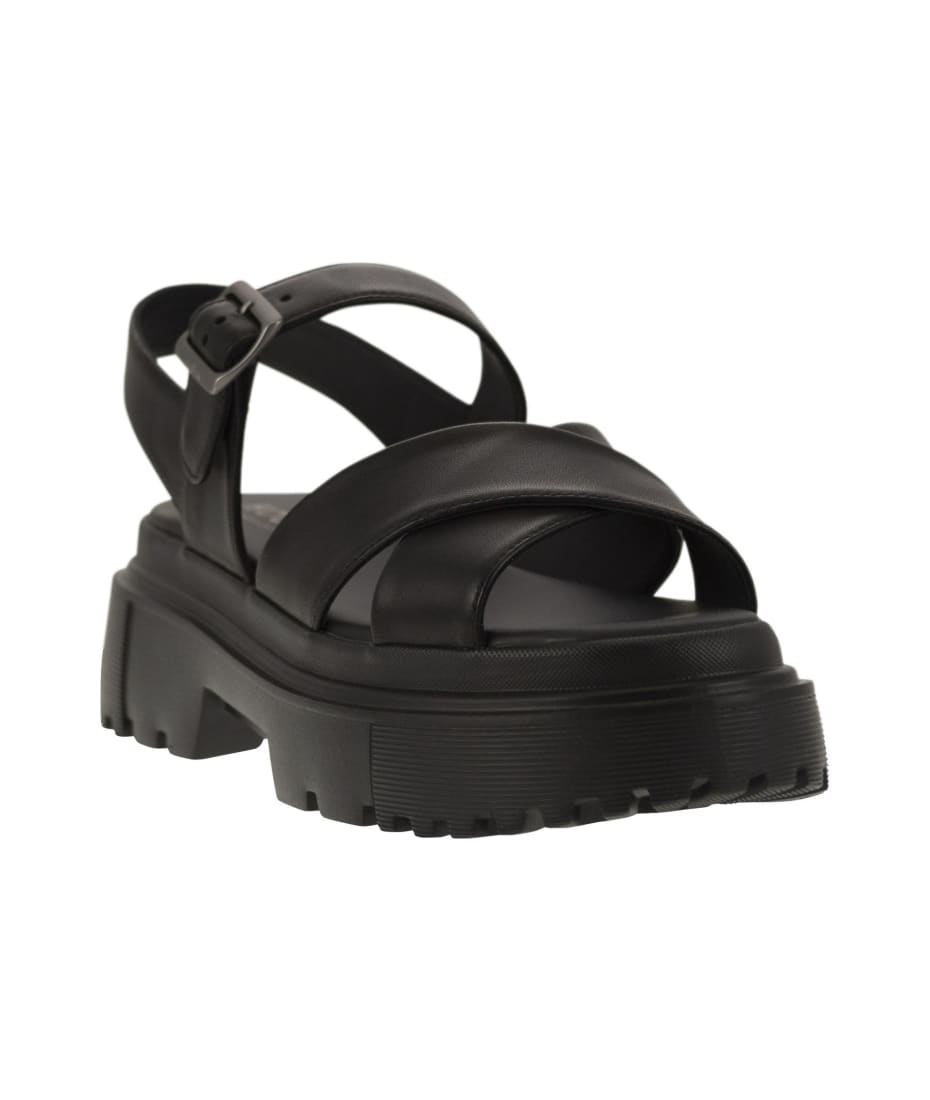 サンダル・ミュール HOGAN SS24 Leather sandal with midsole (HXW6440FJ20LE9B999) Hogan Leather Sandal With Midsole | italist