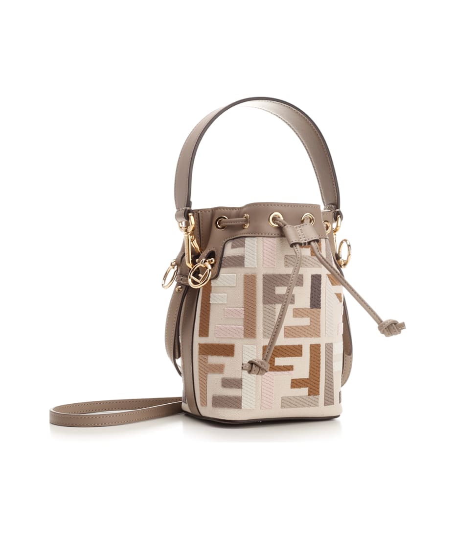 FENDI Mon Tresor Drawstring FF Canvas Bucket Bag Multicolor