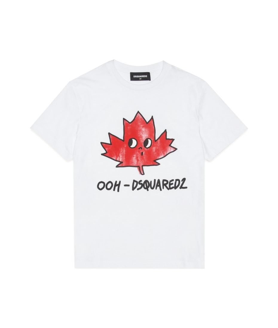 teer visie Reisbureau Dsquared2 D2t920u Relax T-shirt Dsquared White Jersey T-shirt With Maple  Leaf Print | italist, ALWAYS LIKE A SALE