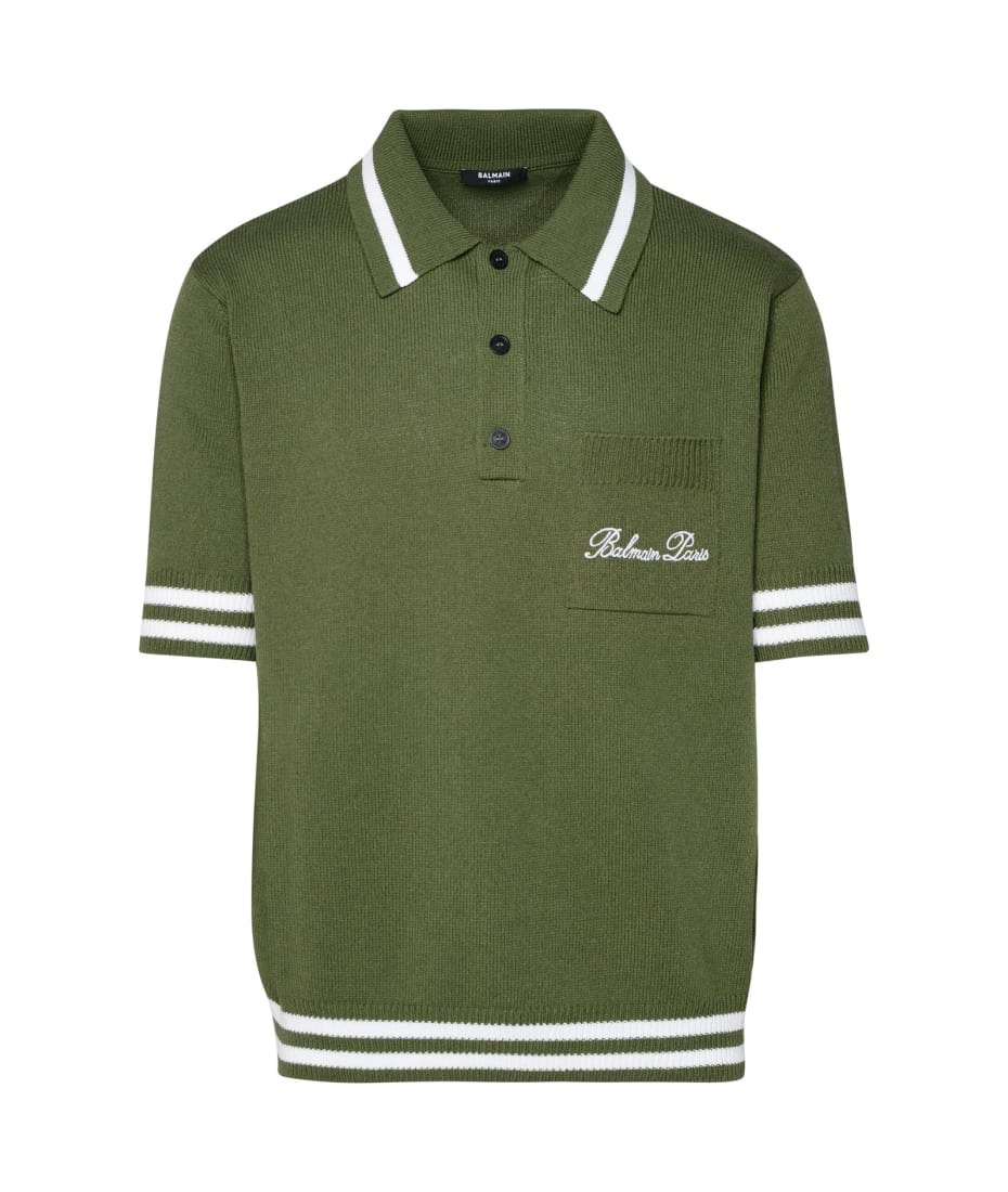 Balmain rose Polo Shirt In Green with Blend - Green