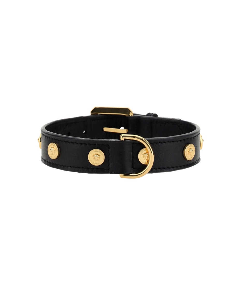 Versace Black Medusa Leather Dog Collar