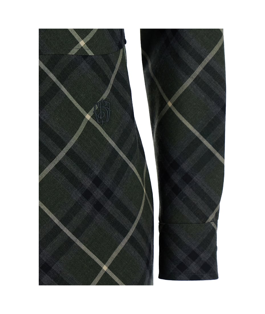 Burberry Green Dress With Logo Detail On The Front And All-over Check Motif  In Wool Blend Woman | italist, ALWAYS LIKE A SALE