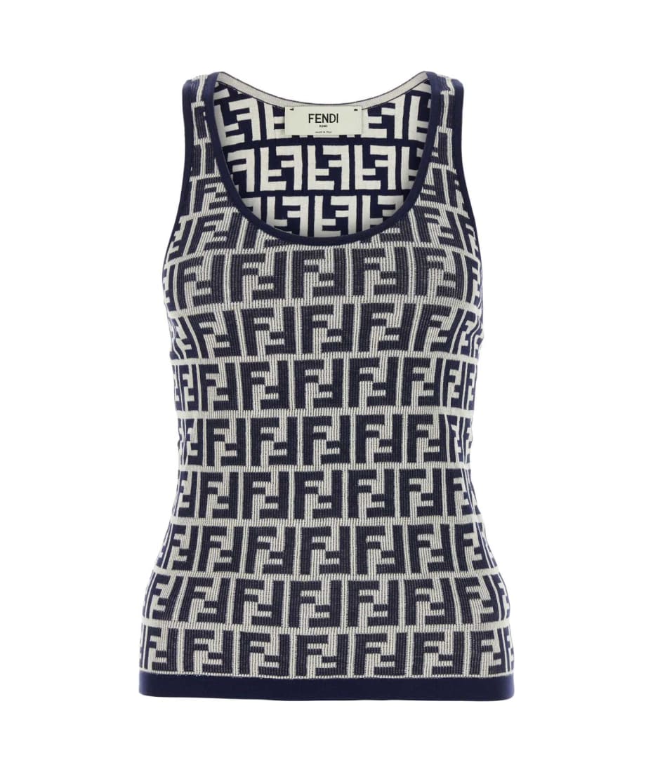 Fendi ロゴパターン タンクトップ FENDI FF-jacquard Knitted Top | White | FARFETCH