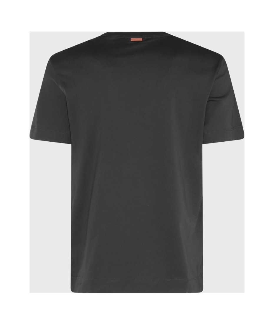 【関税&送料込】ZEGNA T-shirts and Polos Black Logo cotton T-shirt in black - Zegna | Mytheresa