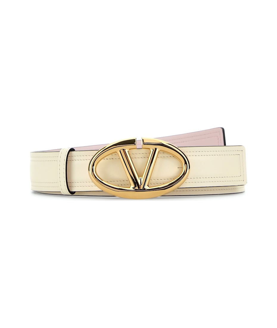 VALENTINO GARAVANI ホワイトレザーベルト Valentino Garavani White Leather Reversible Belt | italist