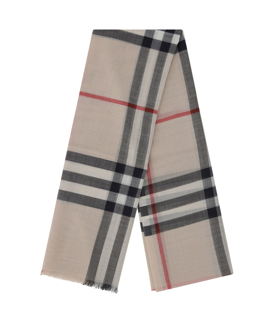 スカーフ Burberry SCARF (8078782 A5129) Burberry Archive Beige Half Mega Check Fringed Cashmere