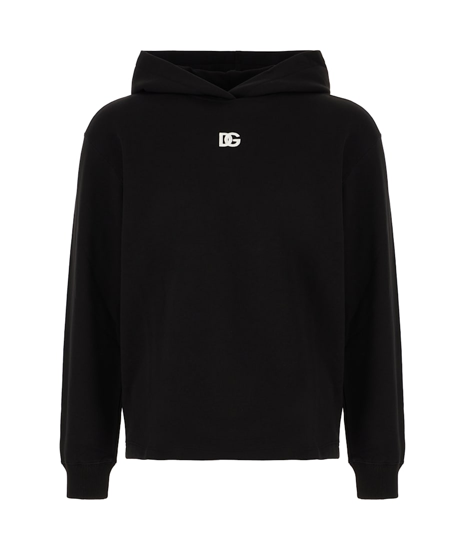 【送料&関税込】Dolce & Gabbana Black Cotton Sweatshirt Dolce & Gabbana - Logo detail cotton sweatshirt black - The