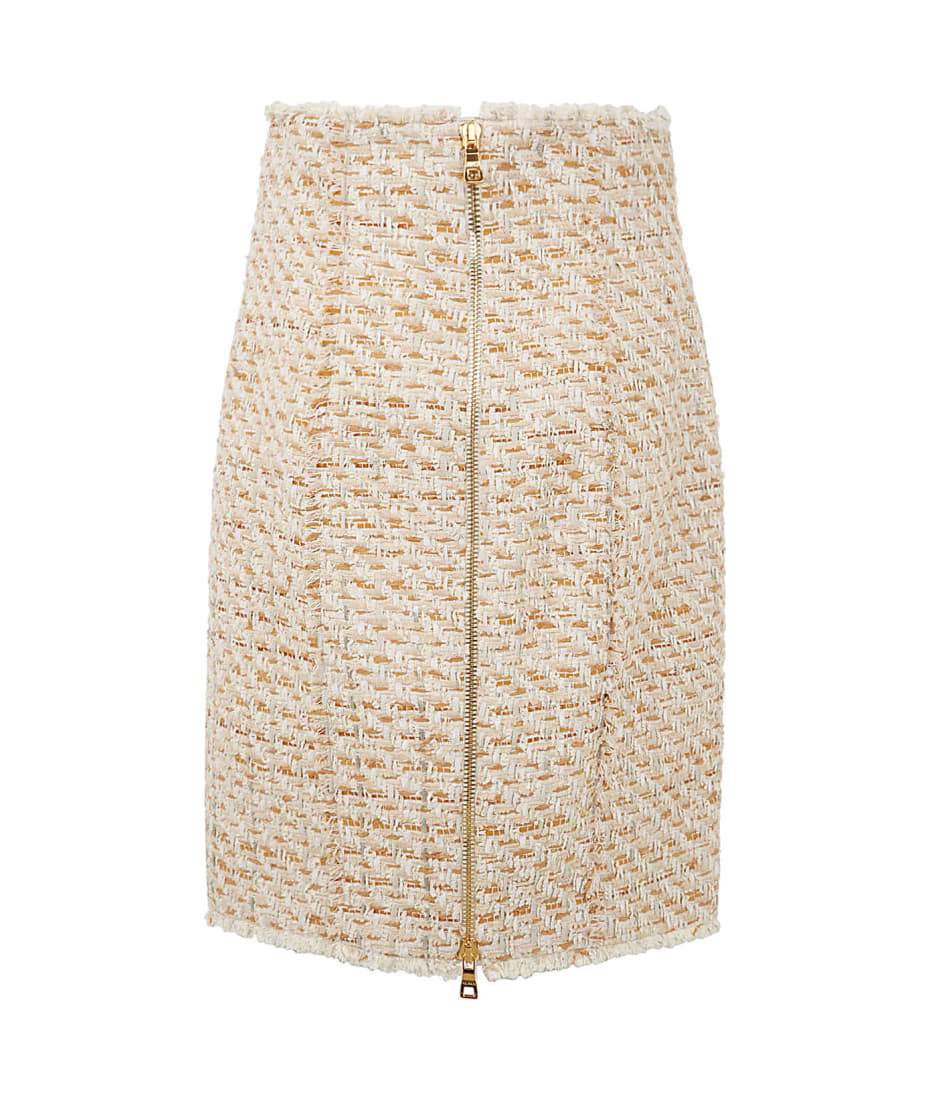 【送料&関税込】Balmain Tweed Skirt With Front Golden Button Balmain Tweed Skirt With Front Golden Buttons | italist