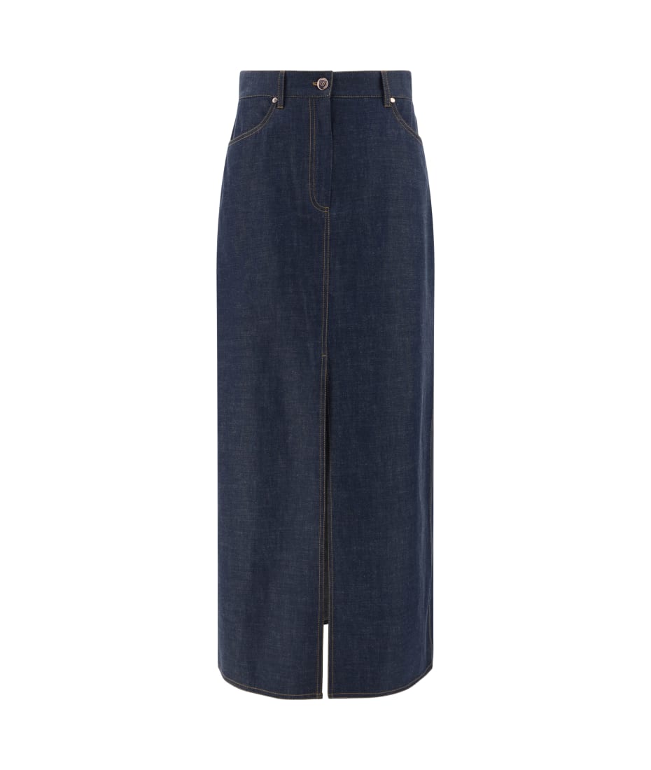スカート BRUNELLO CUCINELLI LONG SKIRT Brunello Cucinelli Long Wrapped Sartorial Linen Skirt