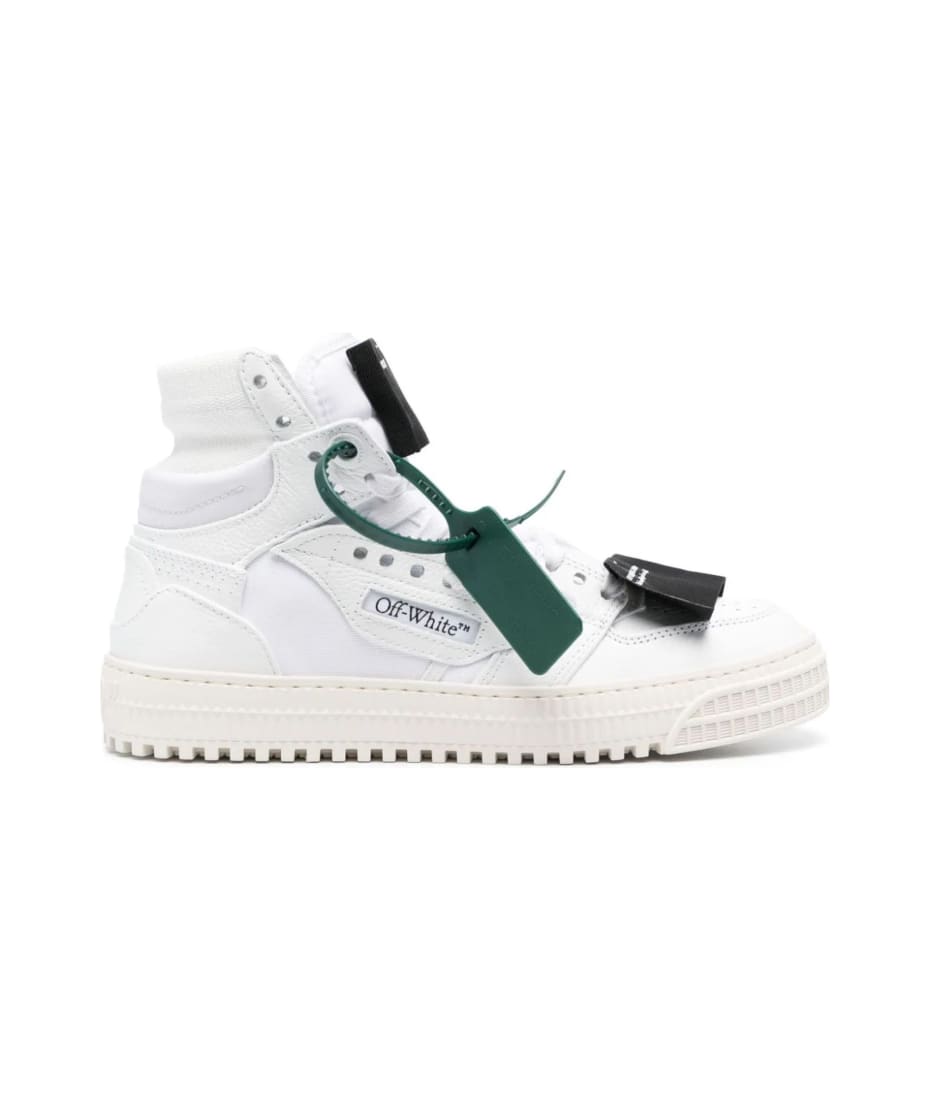 3 0 Court Leather High Top Sneakers in White - Off White