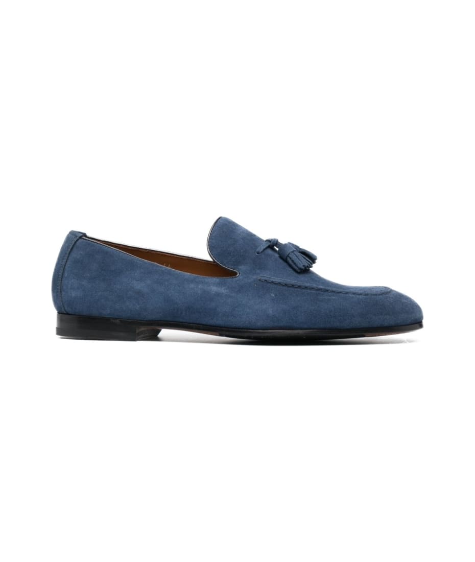 Doucal's Light Blue Loafers With Tassels In Suede Man | italist