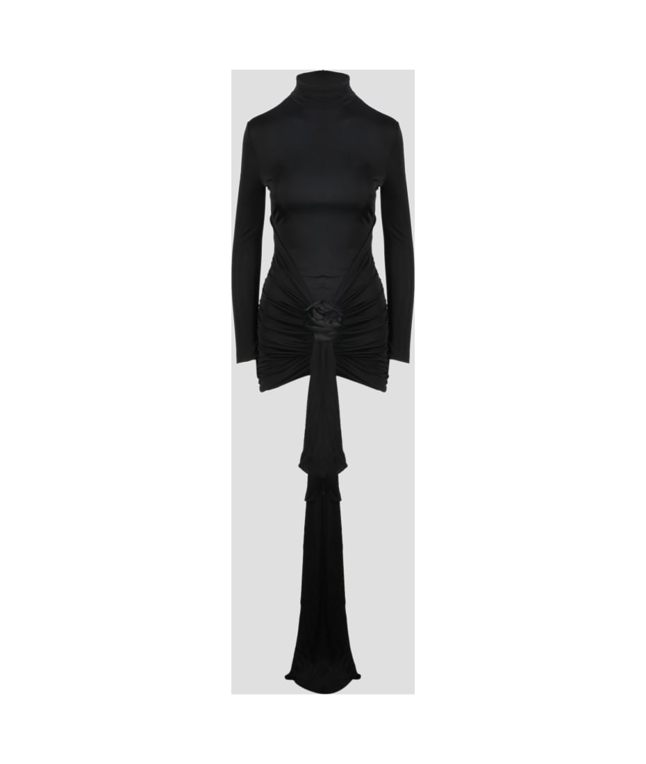 Saint Laurent Shiny Jersey Draped Dress | italist
