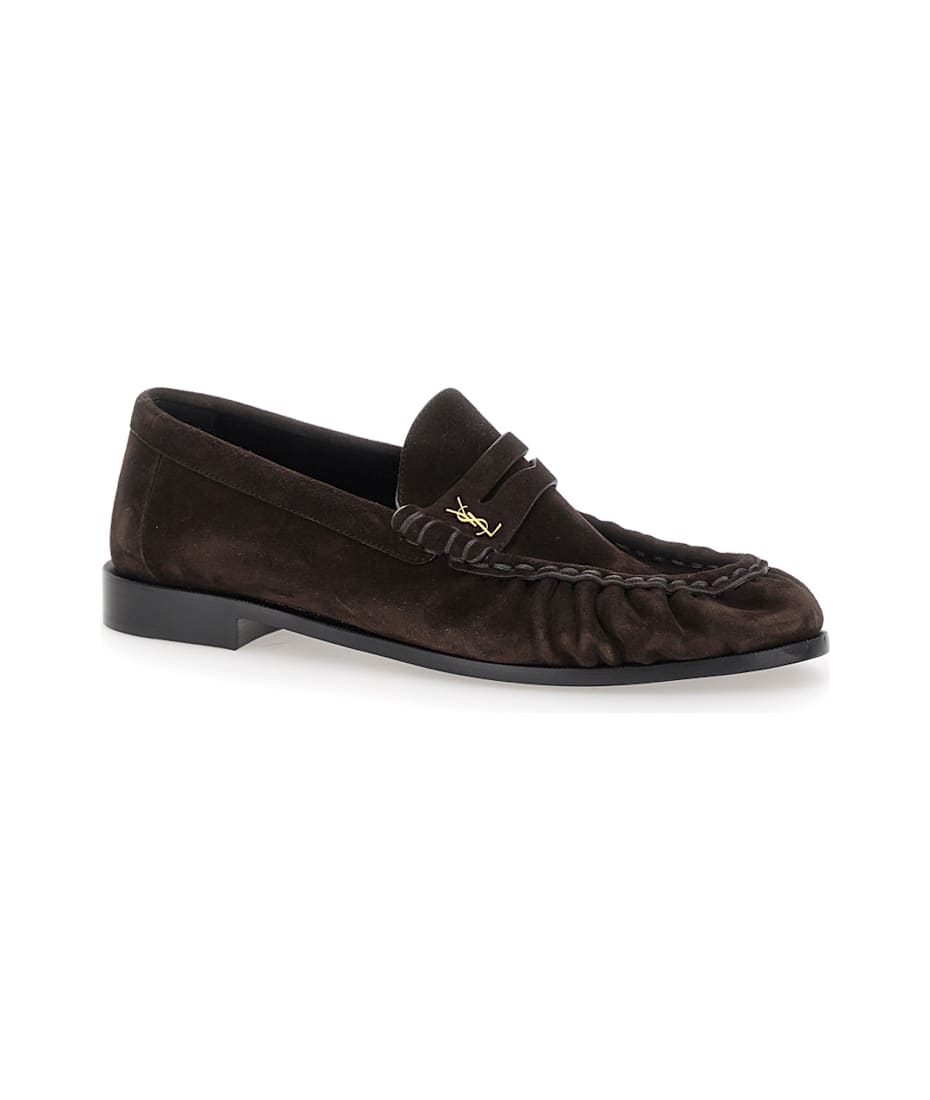 【関税&送料込】Saint Laurent Cassandre Mocassins Saint Laurent 'le Loafer' Brown Loafers With Cassandre In