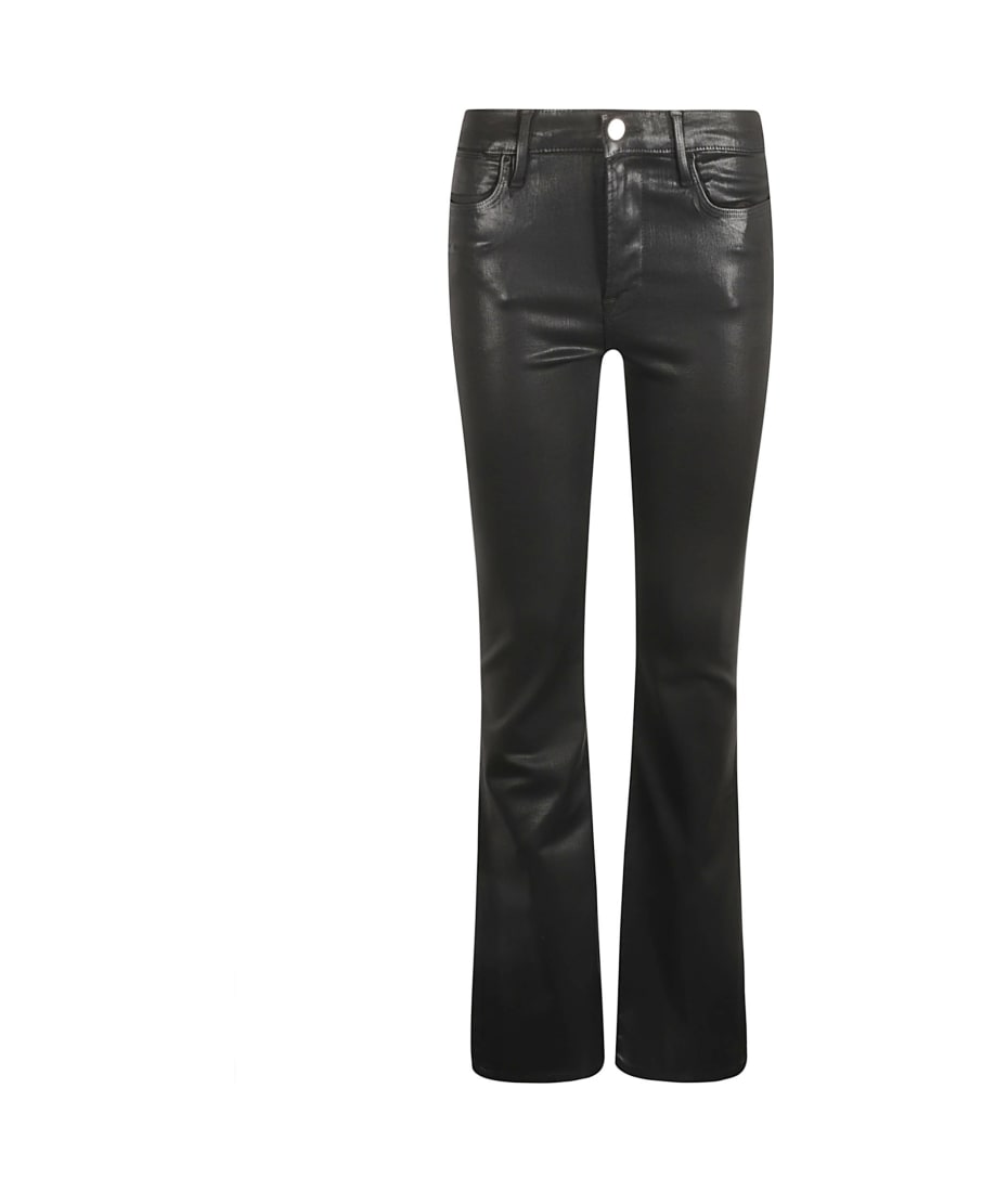 ★ ★ Here Black High Rise Flare Fit Italian Deni Frame High Flare Jeans | italist