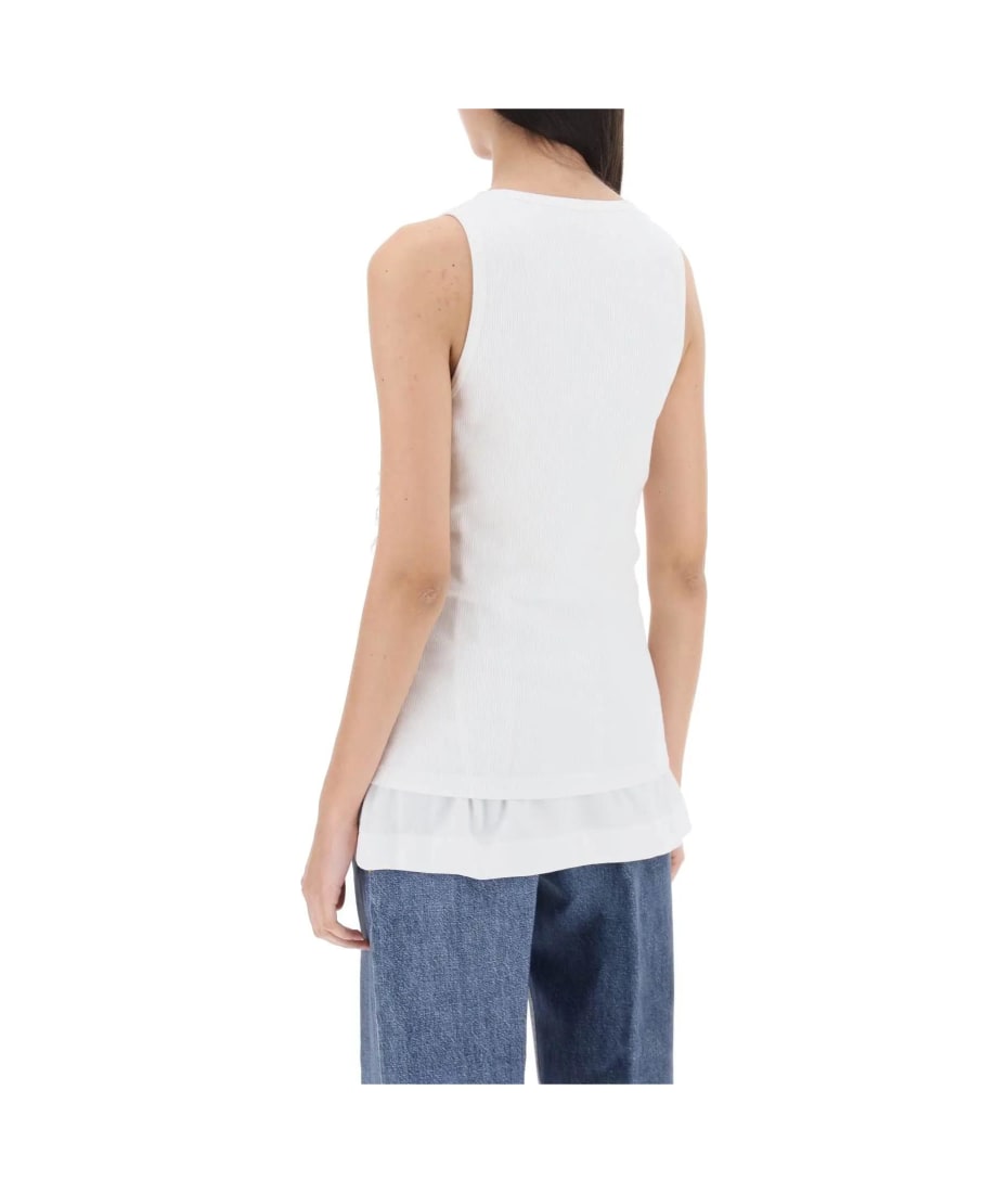 Tシャツ・カットソー BOTTEGA VENETA WHITE STRETCH COTTON TANK TOP Bottega Veneta Dry Stretch Cotton Ribbed Tank Top - Bergdorf
