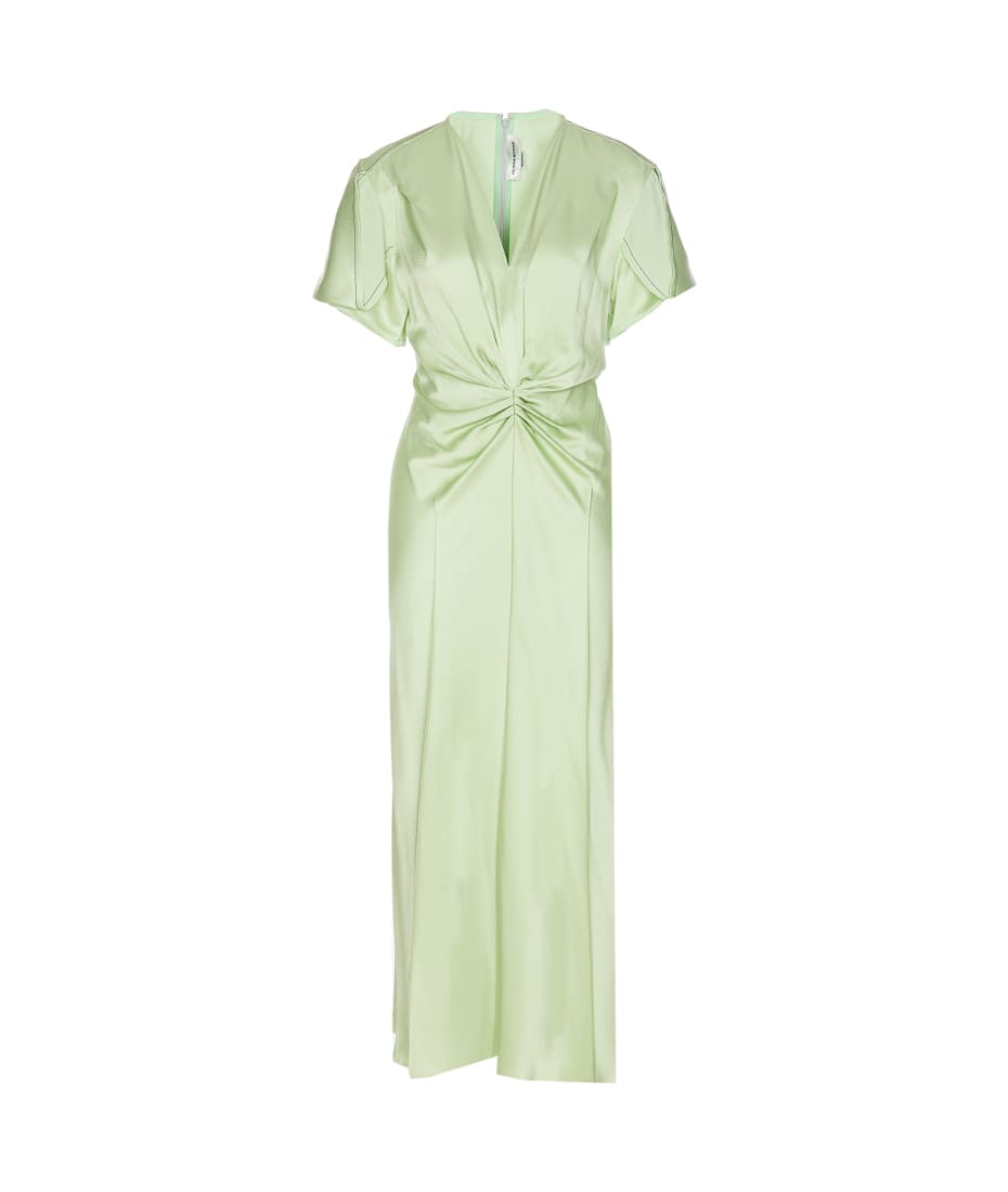 ワンピース Victoria Beckham MIDI JADE DRESS Gathered Waist Midi Dress In Jade | Designer Dresses