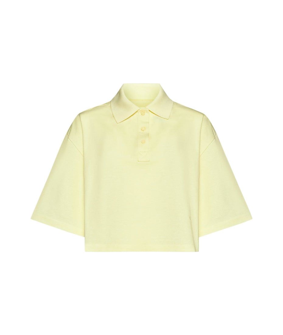 Bottega Veneta Collared Short-sleeve Cropped Polo Shirt - Pineapple