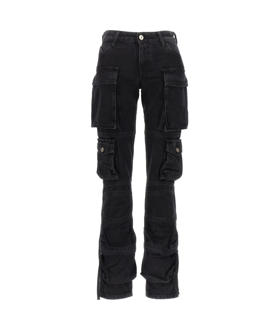 【関税込み】The Attico ブラック Essie ジーンズ THE ATTICO Essie low-rise straight-leg cargo jeans | NET-A