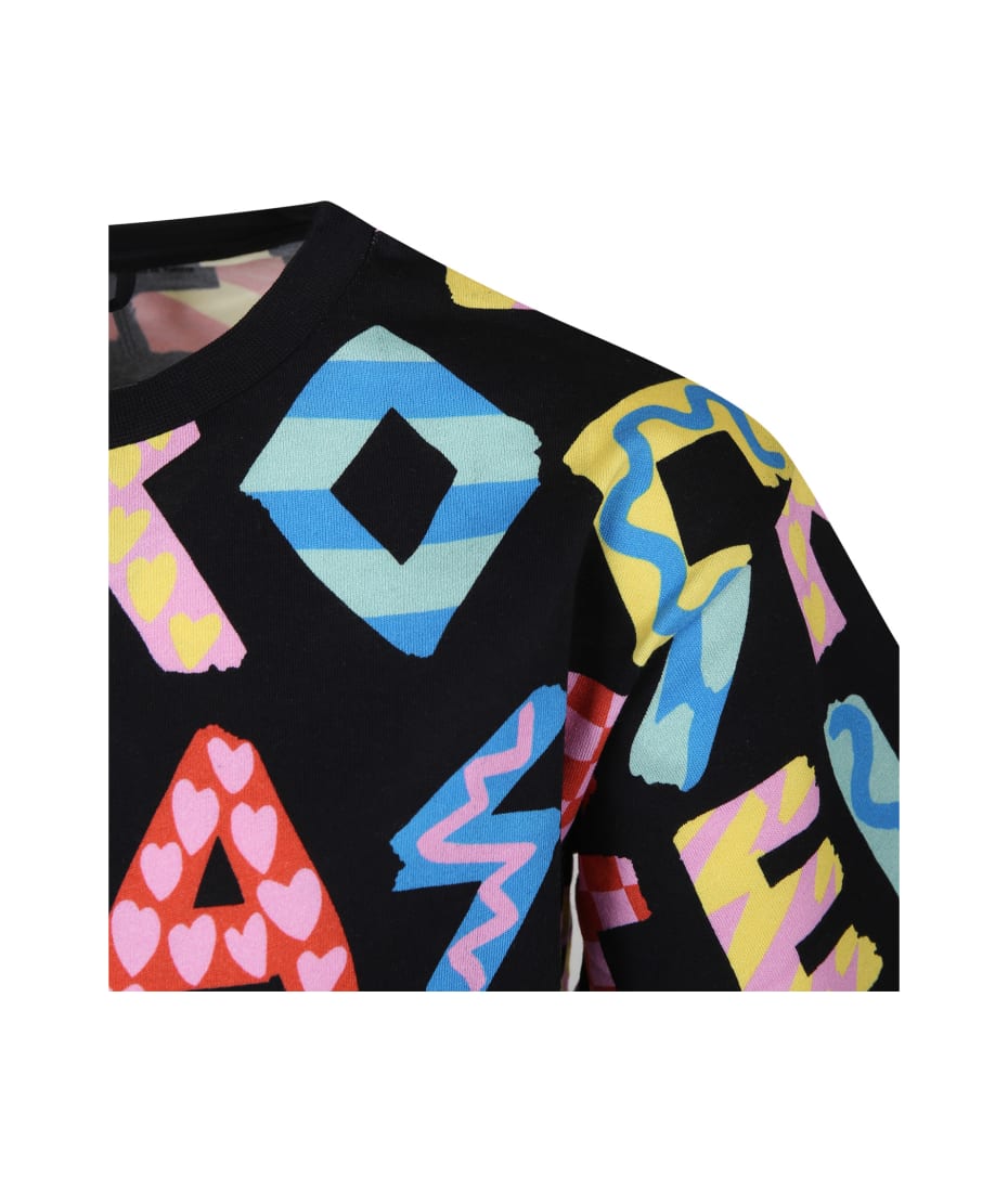 Stella McCartney Kids Black T-shirt For Girl With All-over