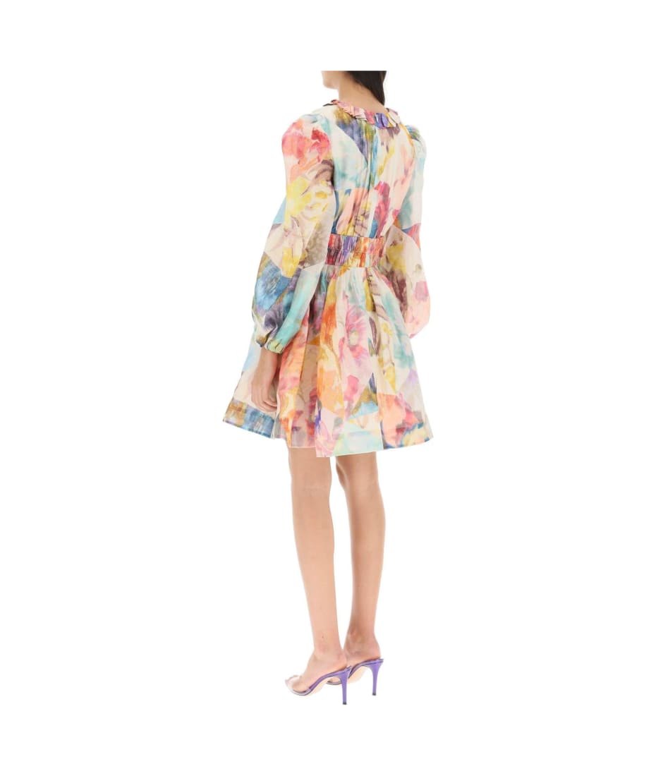 Zimmermann 'high Tide' Linen And Silk Short Dress - multicolored