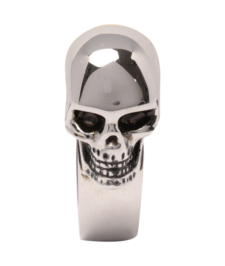 【送料&関税込】Alexander McQueen Skull Ring Alexander McQueen Bee Crystal Studded Skull Silver Tone Ring