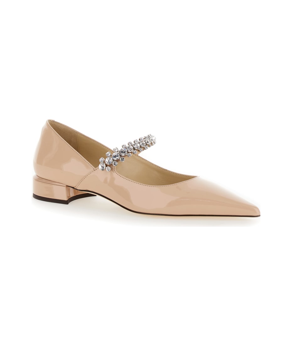パンプス Jimmy Choo Pink Rhinestoned Ballet Shoes Jimmy Choo Pink Rhinestoned Ballet Shoes With Low Heel In