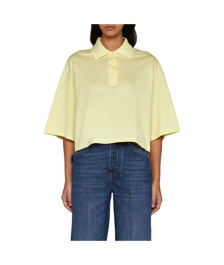 Bottega Veneta Collared Short-sleeve Cropped Polo Shirt - Pineapple