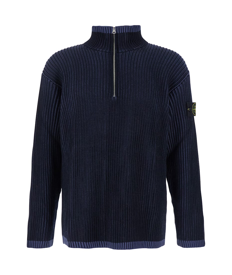 Stone Island High-neck Zip Placket Logo Patched Top | italist 