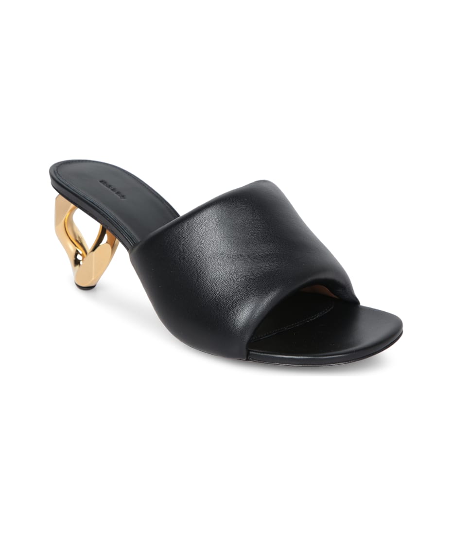 J.W. Anderson Black Chain Heel Mule Sandals | italist