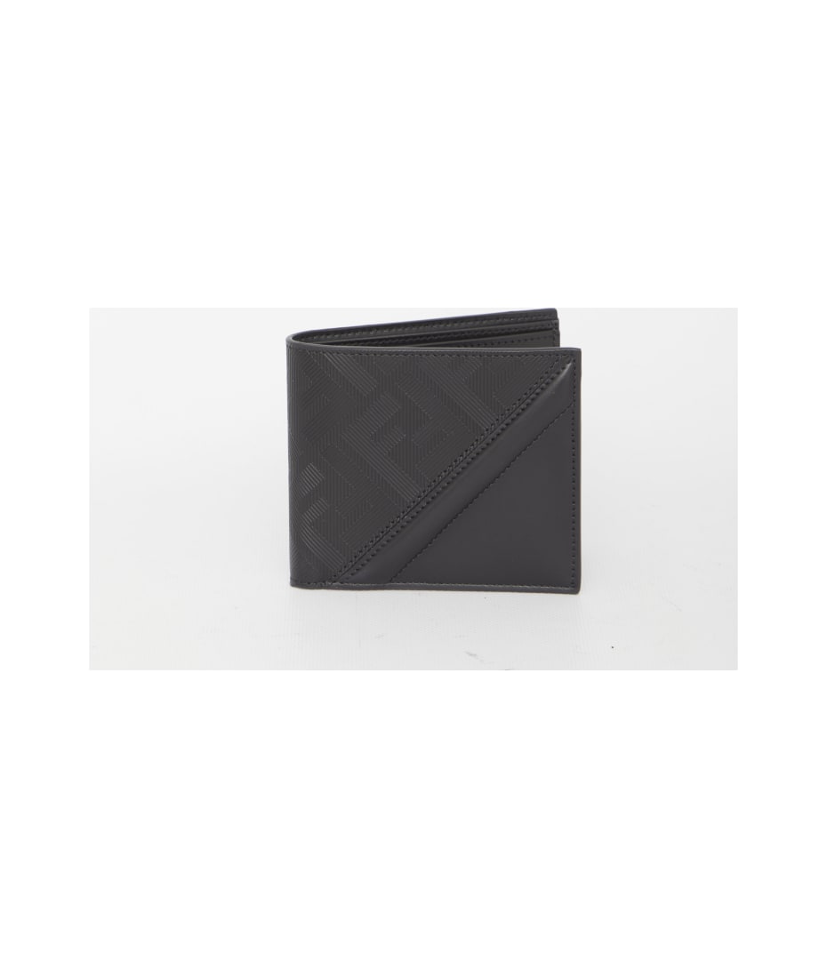FENDI: Shadow Diagonal credit card holder in leather - Black